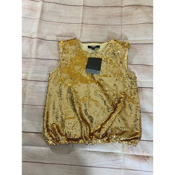 NWT Marc New York Women's Gold Sequin Sleeveless Blouse Top - Small - Picture 5 of 11